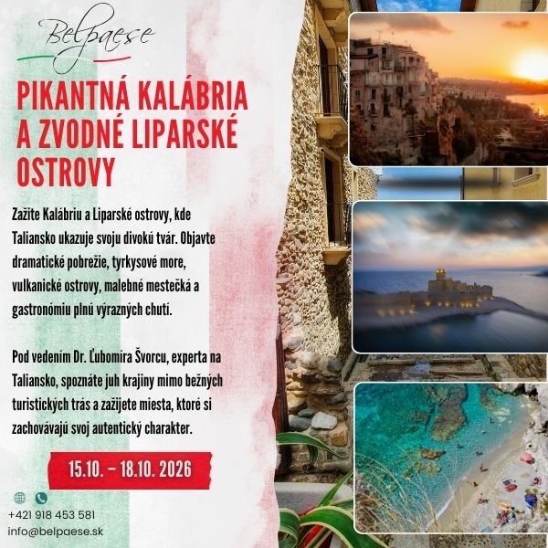 Pikantná Calabria a zvodné Lipari - október 26 - uvoľnené 1 miesto pre ženu